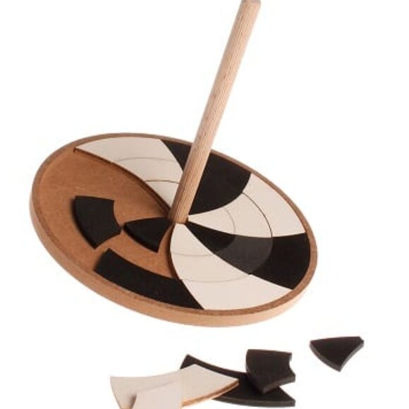 NWT Grimm's Wooden Toys Monochrome Puzzle Spinning Top - Picture 2 of 3